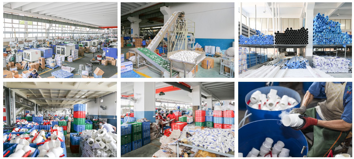 This picture shows the China plastic pipe fittings and valve factory