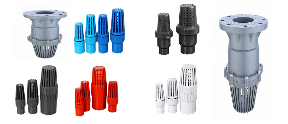 This picture shows the different types of our UPVC foot valve